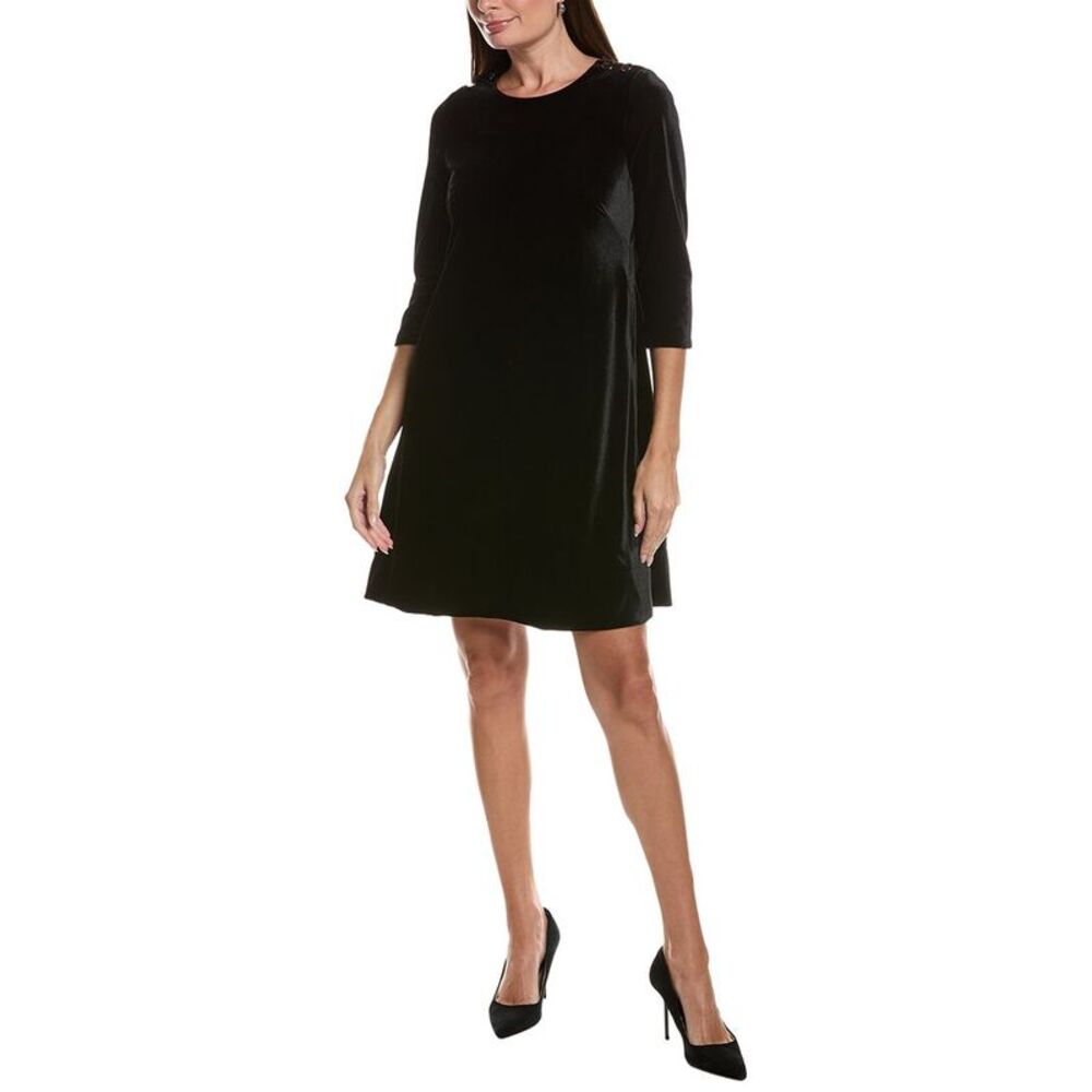 Gretchen Scott Womens  Button Up Buttercup Swing Velvet Dress, Black